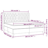 Letto a Molle Materasso e LED Grigio Scuro 200x200cm in Tessuto cod mxl 56118