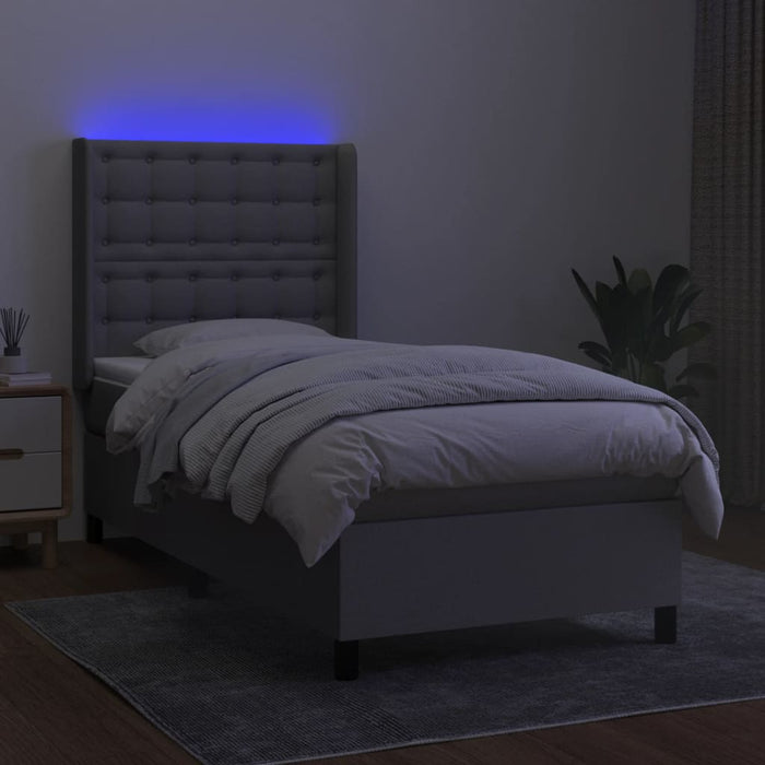 Letto a Molle Materasso e LED Grigio Chiaro 80x200 cm Tessuto cod mxl 35474