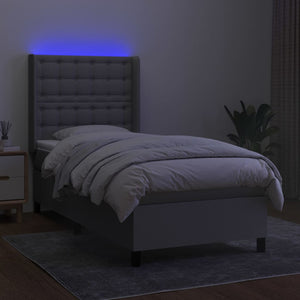 Letto a Molle Materasso e LED Grigio Chiaro 90x200 cm Tessuto cod mxl 61125