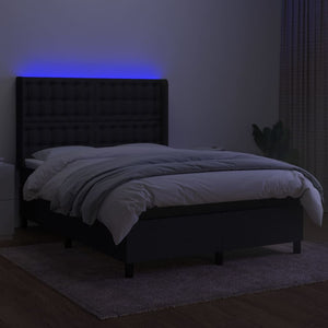 Letto a Molle con Materasso e LED Nero 140x190 cm in Tessutocod mxl 123278