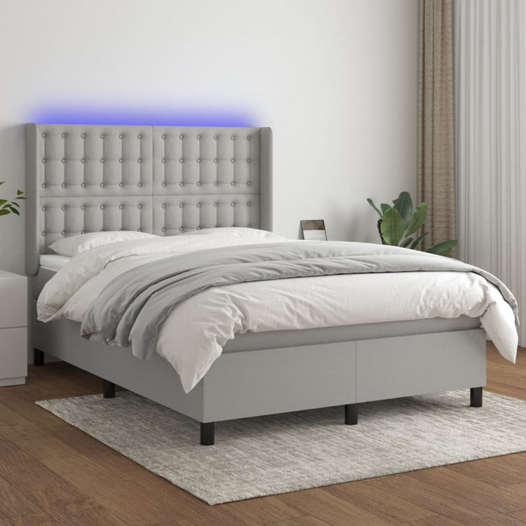 Letto a Molle Materasso e LED Grigio Chiaro 140x200 cm Tessuto cod mxl 37306