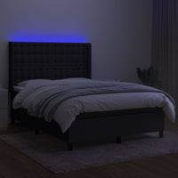 Letto a Molle con Materasso e LED Nero 140x200 cm in Tessuto 3138639