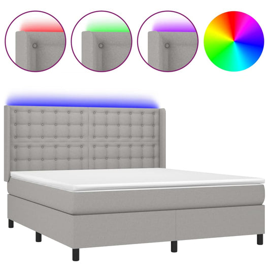 Letto a Molle Materasso e LED Grigio Chiaro 160x200 cm Tessuto cod mxl 34794