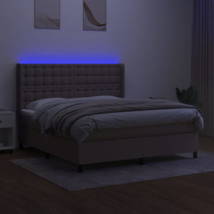 Letto a Molle con Materasso e LED Tortora 160x200 cm in Tessuto 3138649