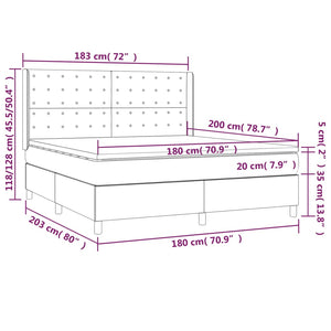 Letto a Molle Materasso e LED MarroneScuro 180x200cm in Tessuto 3138656