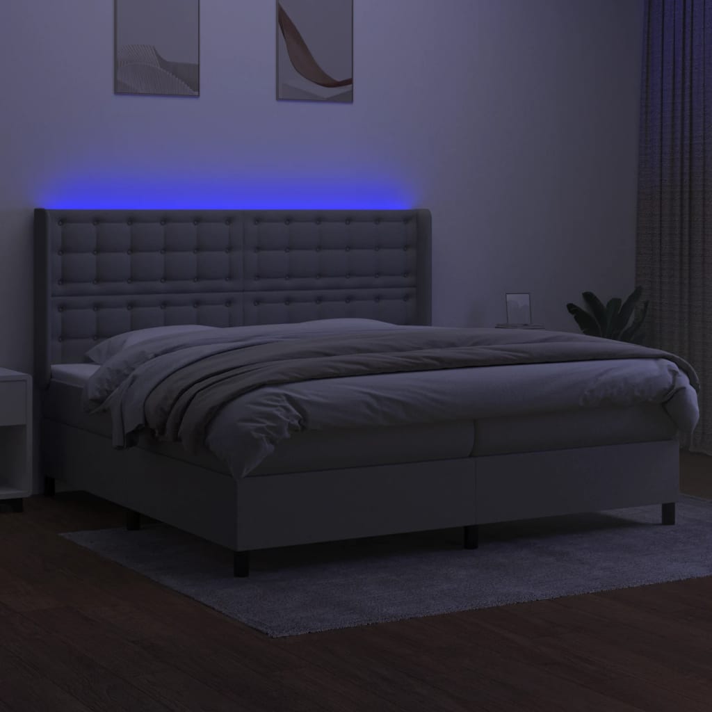 Letto a Molle Materasso e LED Grigio Chiaro 200x200 cm Tessuto cod mxl 57826