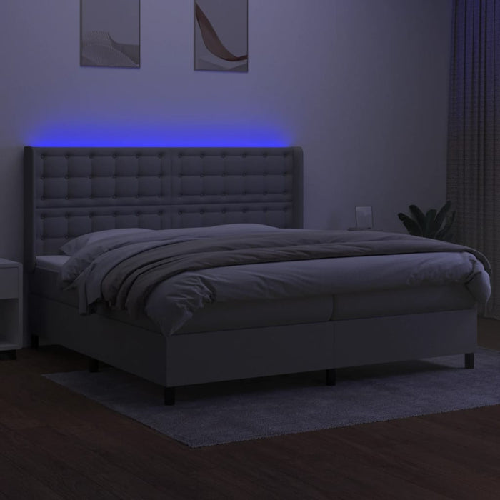 Letto a Molle Materasso e LED Grigio Chiaro 200x200 cm Tessuto cod mxl 57826