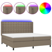 Letto a Molle Materasso e LED tortora 200x200cm in Tessuto 3138665