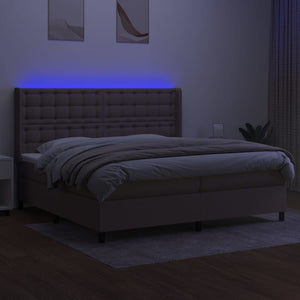 Letto a Molle Materasso e LED tortora 200x200cm in Tessuto 3138665