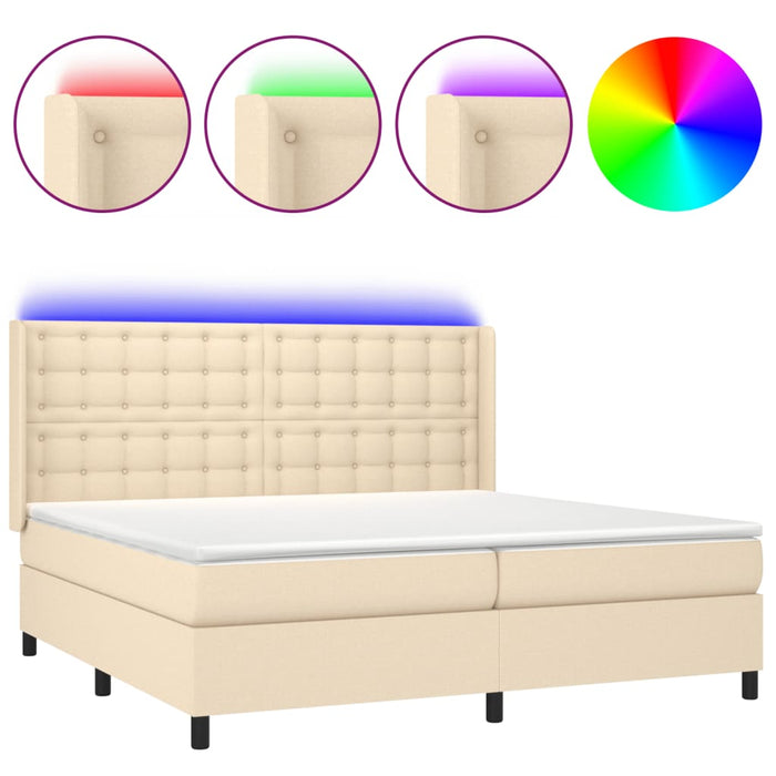 Letto a Molle Materasso e LED bianco 200x200cm in Tessuto cod mxl 59827