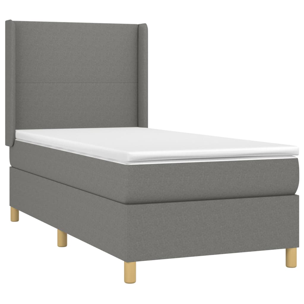 Letto a Molle Materasso e LED Grigio Scuro 80x200 cm in Tessuto 3138670