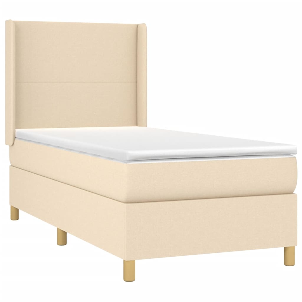 Letto a Molle con Materasso e LED Crema 90x190 cm in Tessuto cod mxl 63579