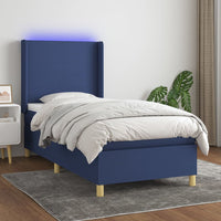 Letto a Molle con Materasso e LED Blu 90x190 cm in Tessuto 3138683