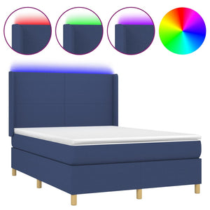 Letto a Molle con Materasso e LED Blu 140x190 cm in Tessuto 3138715