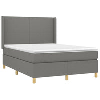 Letto a Molle Materasso e LED Grigio Scuro 140x200cm in Tessuto 3138718