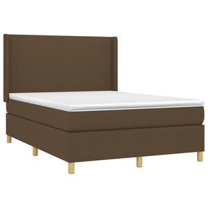 Letto a Molle Materasso e LED Marrone Scuro 140x200 cm Tessuto 3138720