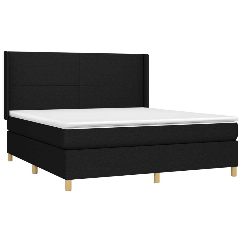 Letto a Molle con Materasso e LED Nero 160x200 cm in Tessuto 3138727