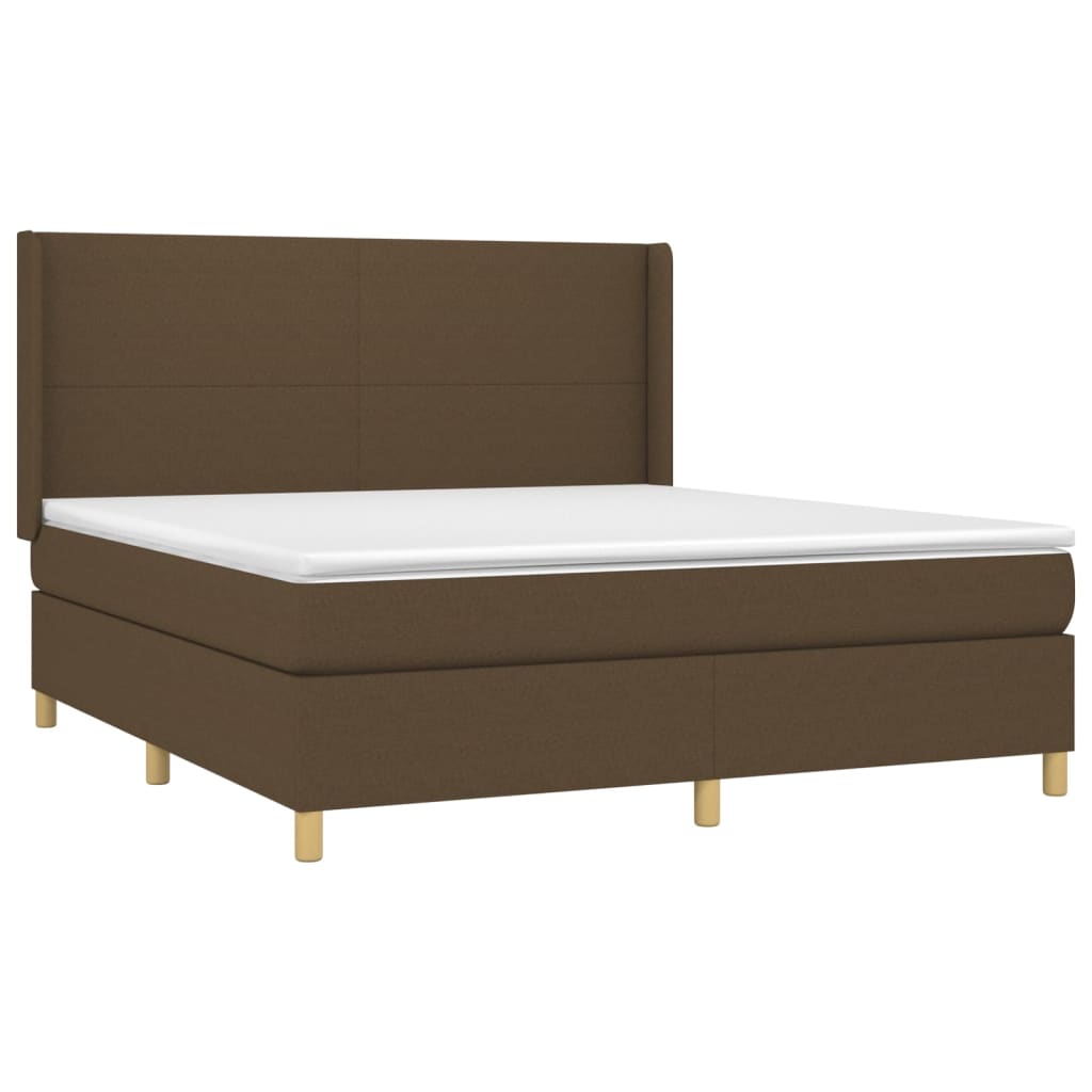 Letto a Molle Materasso e LED Marrone Scuro 160x200 cm Tessuto 3138728