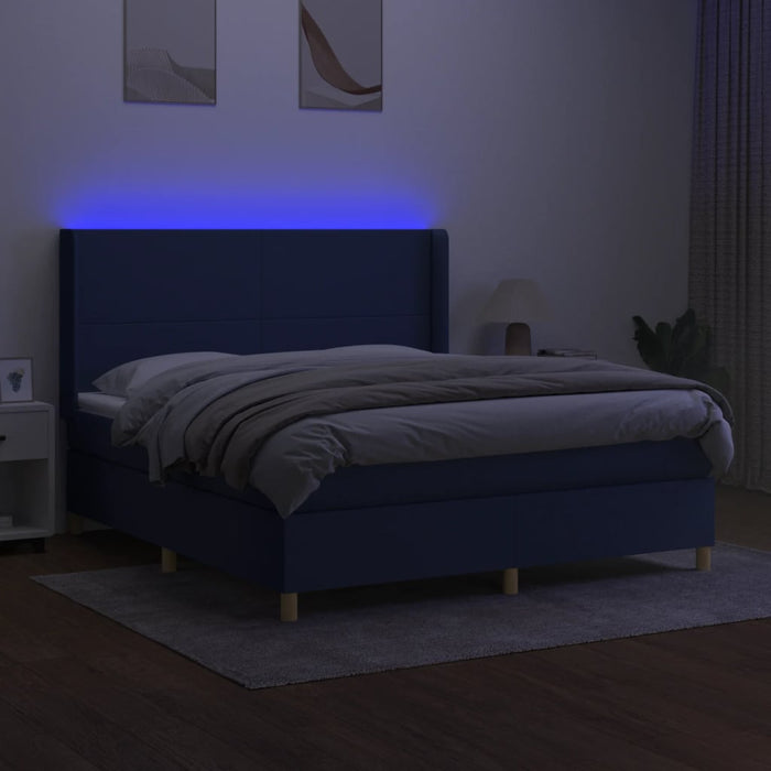 Letto a Molle con Materasso e LED Blu 160x200 cm in Tessuto 3138731