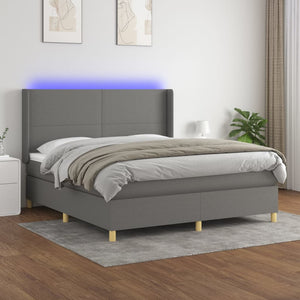 Letto a Molle Materasso e LED Grigio Scuro 180x200cm in Tessuto 3138734