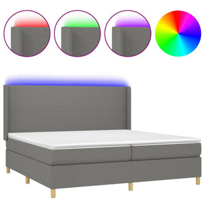 Letto a Molle Materasso e LED Grigio Scuro 200x200cm in Tessuto cod mxl 59799