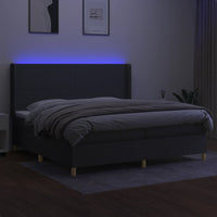 Letto a Molle Materasso e LED Grigio Scuro 200x200cm in Tessuto cod mxl 59799