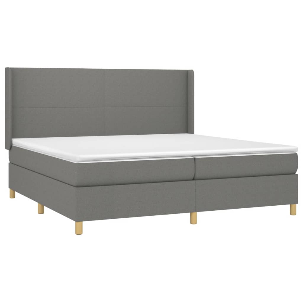 Letto a Molle Materasso e LED Grigio Scuro 200x200cm in Tessuto cod mxl 59799