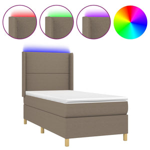 Letto a Molle con Materasso e LED Tortora 80x200 cm in Tessuto cod mxl 62690