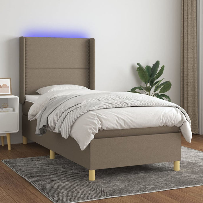 Letto a Molle con Materasso e LED Tortora 80x200 cm in Tessuto cod mxl 62690