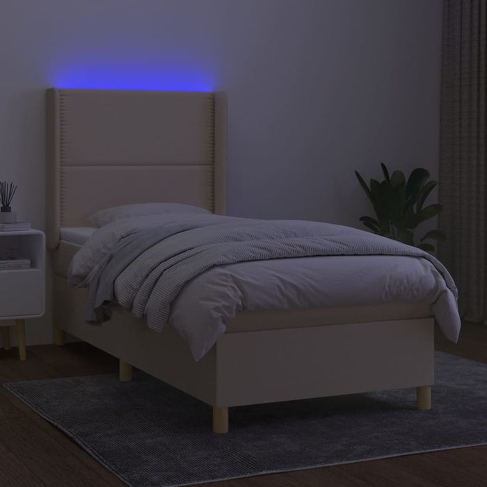 Letto a Molle con Materasso e LED Crema 80x200 cm in Tessuto cod mxl 63785