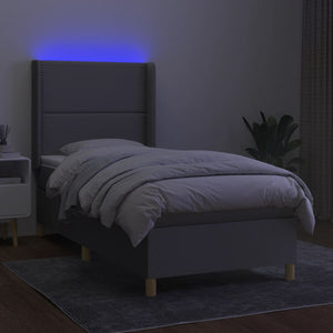 Letto a Molle Materasso e LED Grigio Chiaro 90x190 cm Tessuto cod mxl 64145