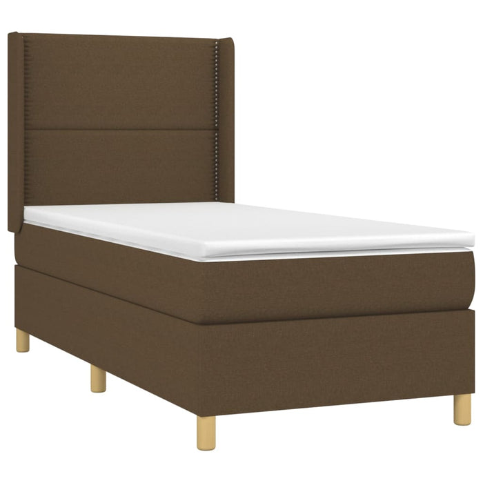 Letto a Molle Materasso e LED Marrone Scuro 90x190cm in Tessuto 3138760