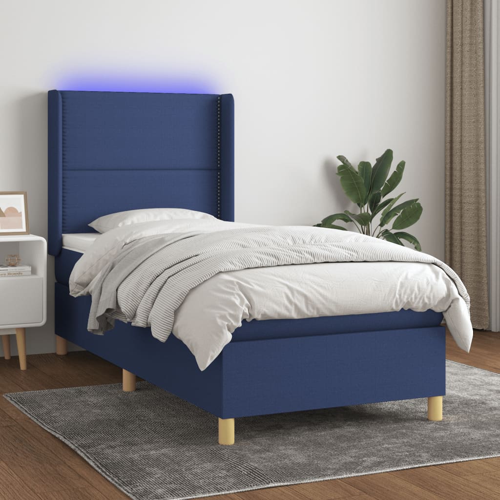 Letto a Molle con Materasso e LED Blu 90x200 cm in Tessutocod mxl 99353