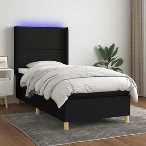 Letto a Molle con Materasso e LED Nero 100x200 cm in Tessuto 3138775