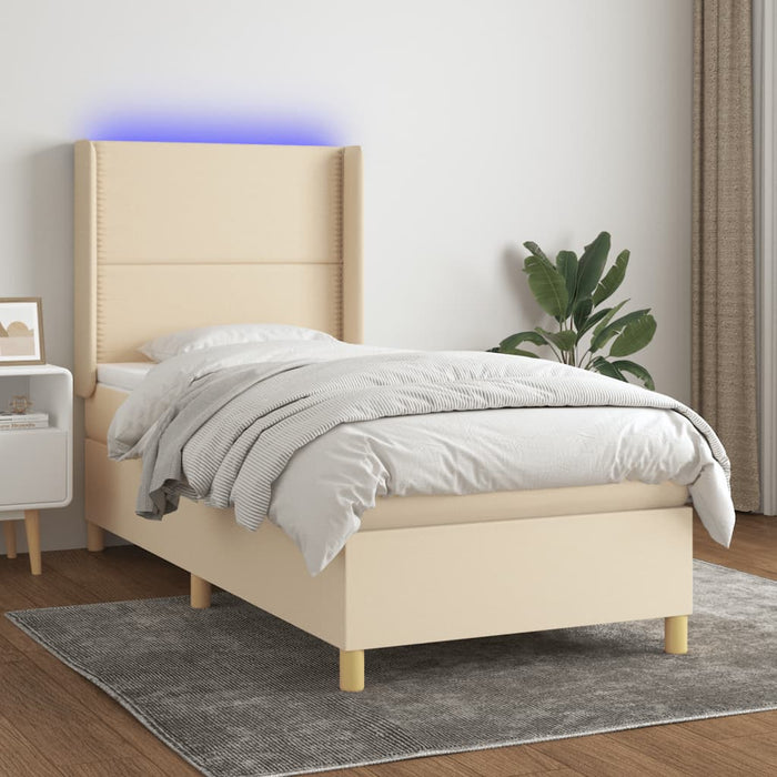 Letto a Molle con Materasso e LED Crema 100x200cm in Tessutocod mxl 99352