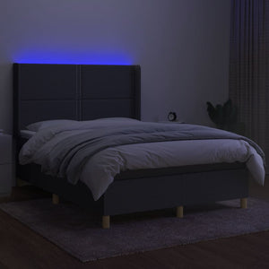 Letto a Molle Materasso e LED Grigio Scuro 140x190cm in Tessutocod mxl 99351