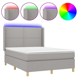 Letto a Molle Materasso e LED Grigio Chiaro 140x200 cm Tessuto 3138797