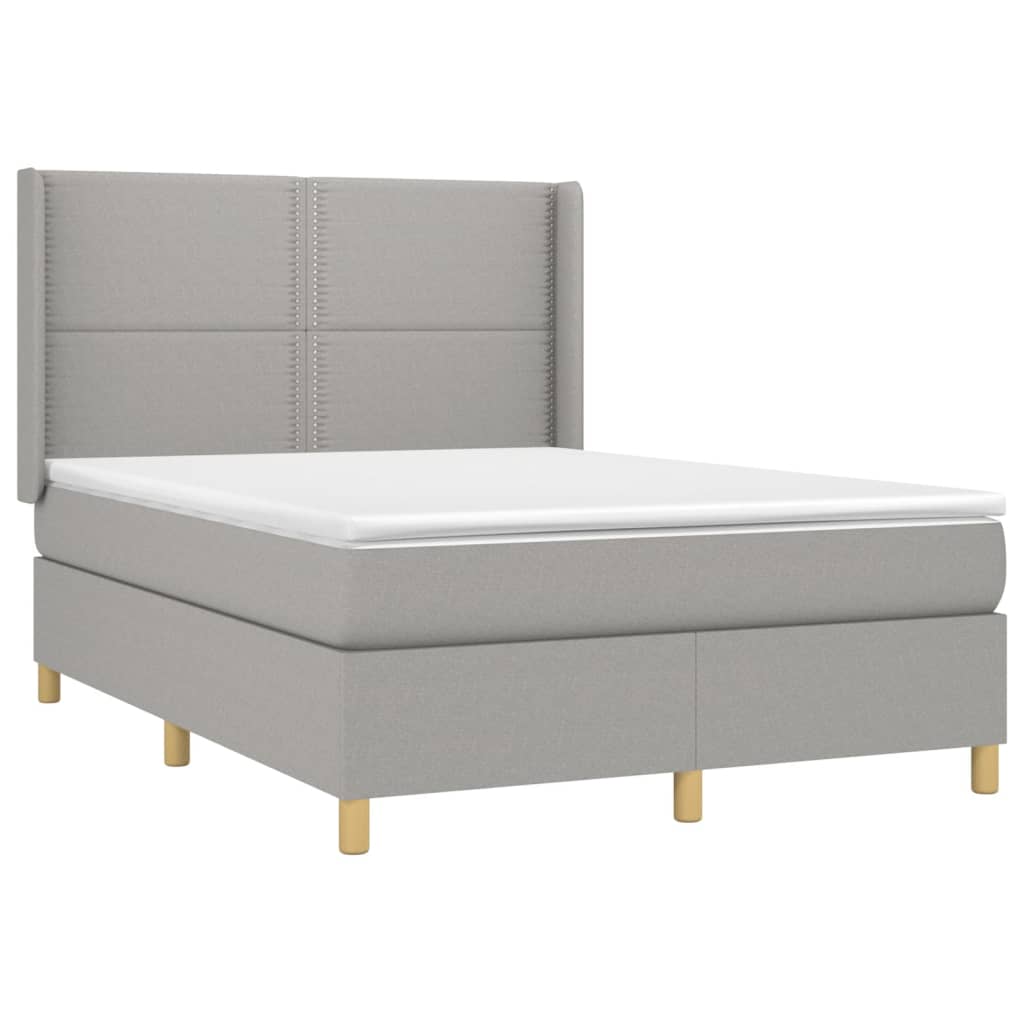 Letto a Molle Materasso e LED Grigio Chiaro 140x200 cm Tessuto 3138797