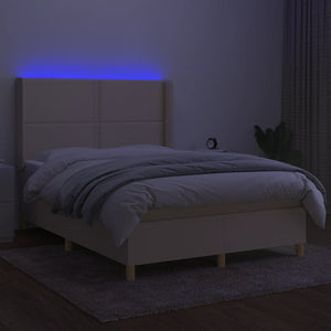 Letto a Molle con Materasso e LED Crema 140x200 cm in Tessuto cod mxl 55896