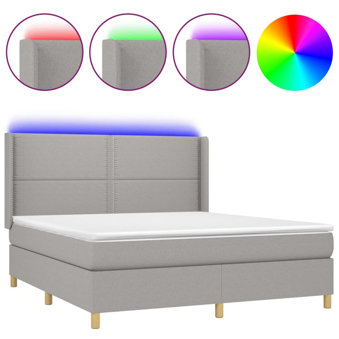 Letto a Molle Materasso e LED Grigio Chiaro 160x200 cm Tessuto cod mxl 60238