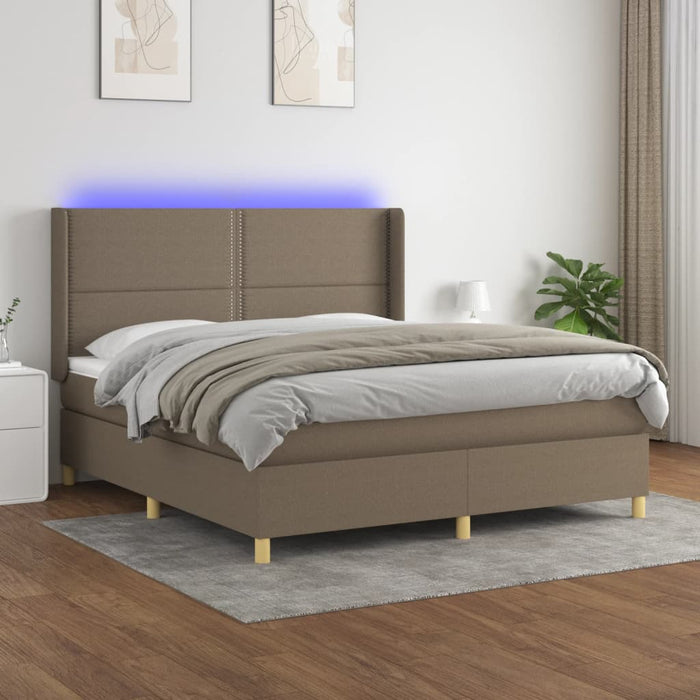 Letto a Molle con Materasso e LED Tortora 160x200 cm in Tessutocod mxl 103692