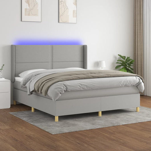 Letto a Molle Materasso e LED Grigio Chiaro 180x200 cm Tessuto cod mxl 55553