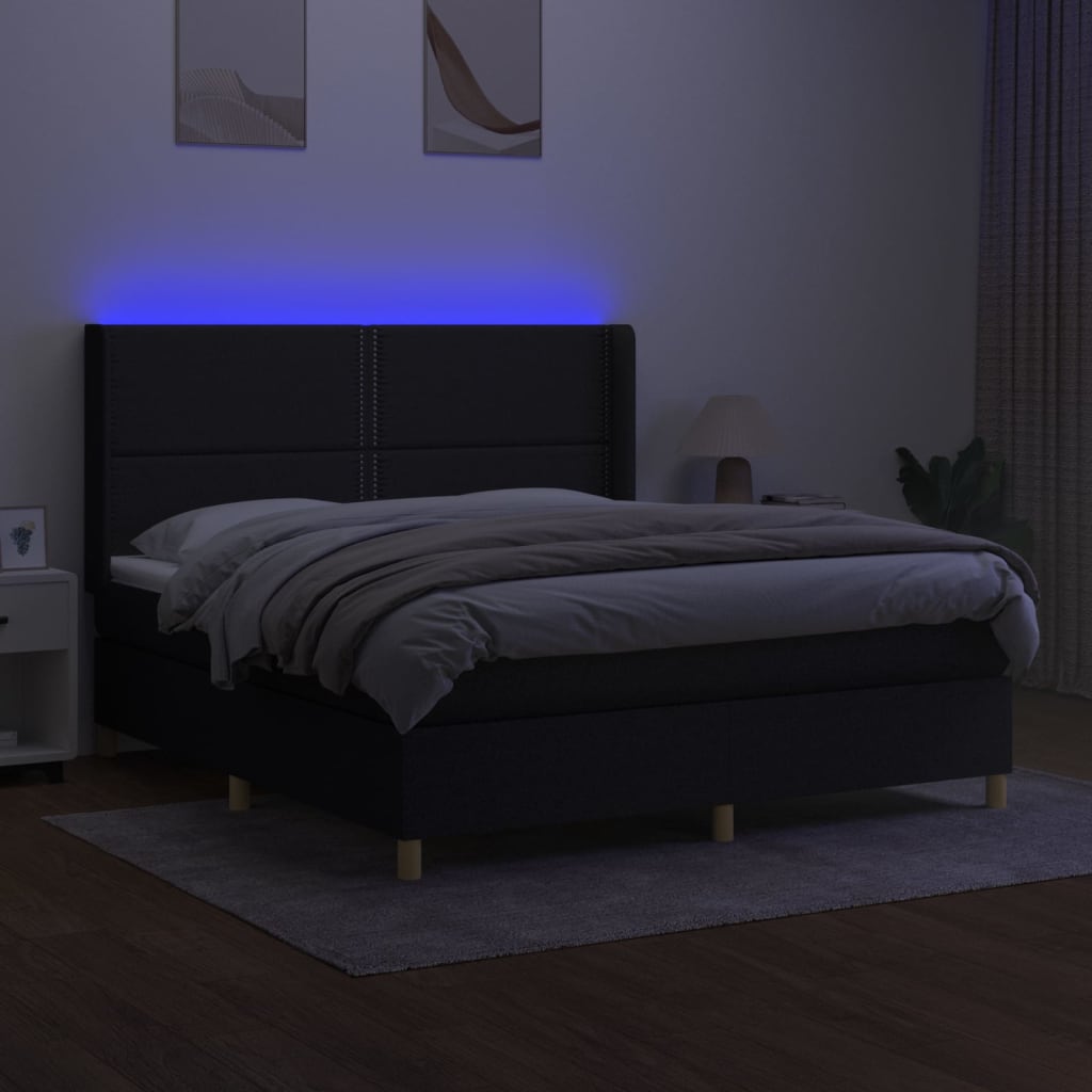 Letto a Molle con Materasso e LED Nero 180x200cm in Tessutocod mxl 75365