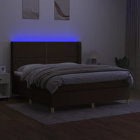 Letto a Molle Materasso e LED MarroneScuro 180x200cm in Tessutocod mxl 99355