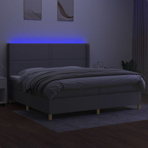 Letto a Molle Materasso e LED Grigio Chiaro 200x200 cm Tessuto 3138821