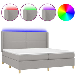 Letto a Molle Materasso e LED Grigio Chiaro 200x200 cm Tessuto 3138821