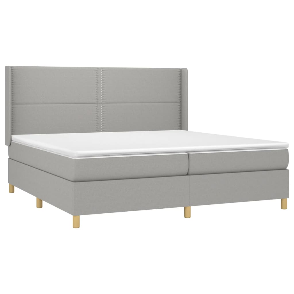 Letto a Molle Materasso e LED Grigio Chiaro 200x200 cm Tessuto 3138821