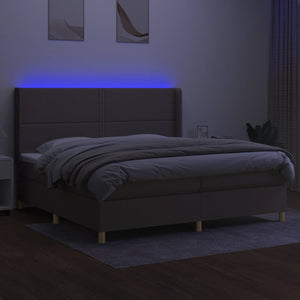 Letto a Molle Materasso e LED tortora 200x200cm in Tessuto cod mxl 54554