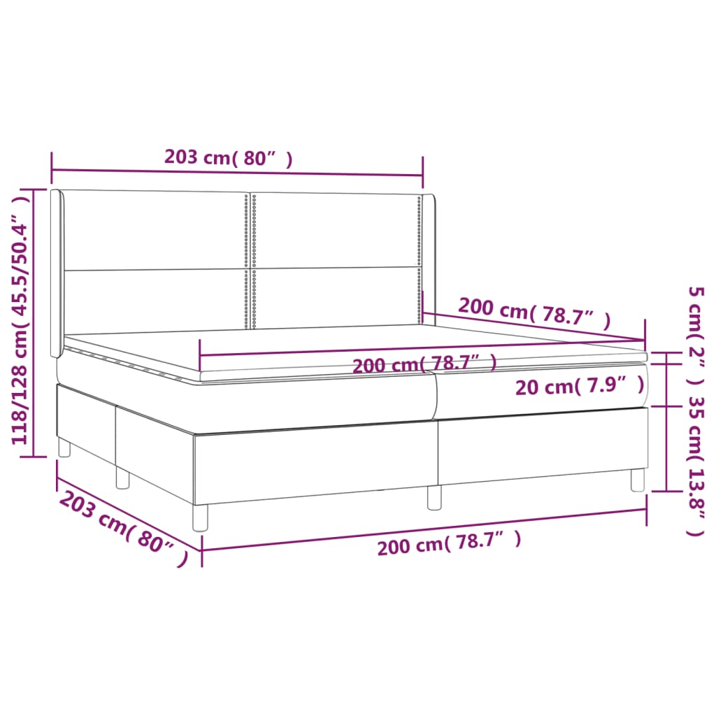 Letto a Molle Materasso e LED tortora 200x200cm in Tessuto cod mxl 54554