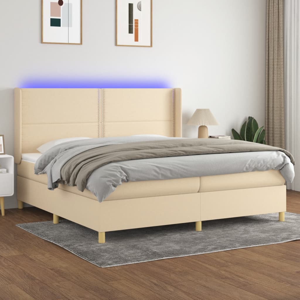 Letto a Molle Materasso e LED bianco 200x200cm in Tessuto cod mxl 58299